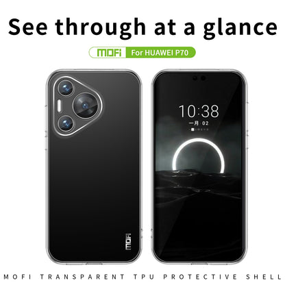 Huawei Pura 70 Clear TPU Case - Ultra-Thin, Shockproof, Anti-Yellowing Transparent Soft Protective Cover with Precise Cutouts, Scratch Resistance & Lightweight Design