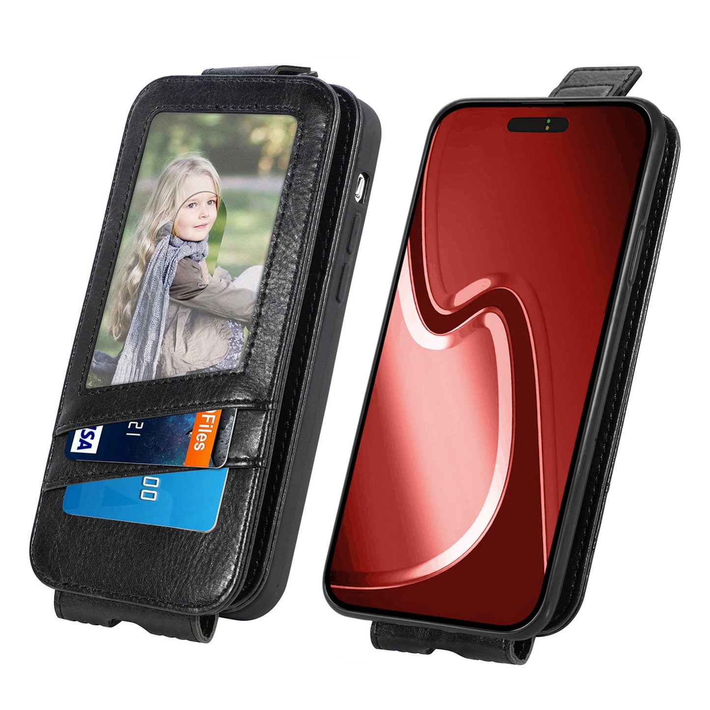 iPhone 16 Zipper Wallet Case - Vertical Flip Leather Phone Cover with Multiple Card Slots and Stand