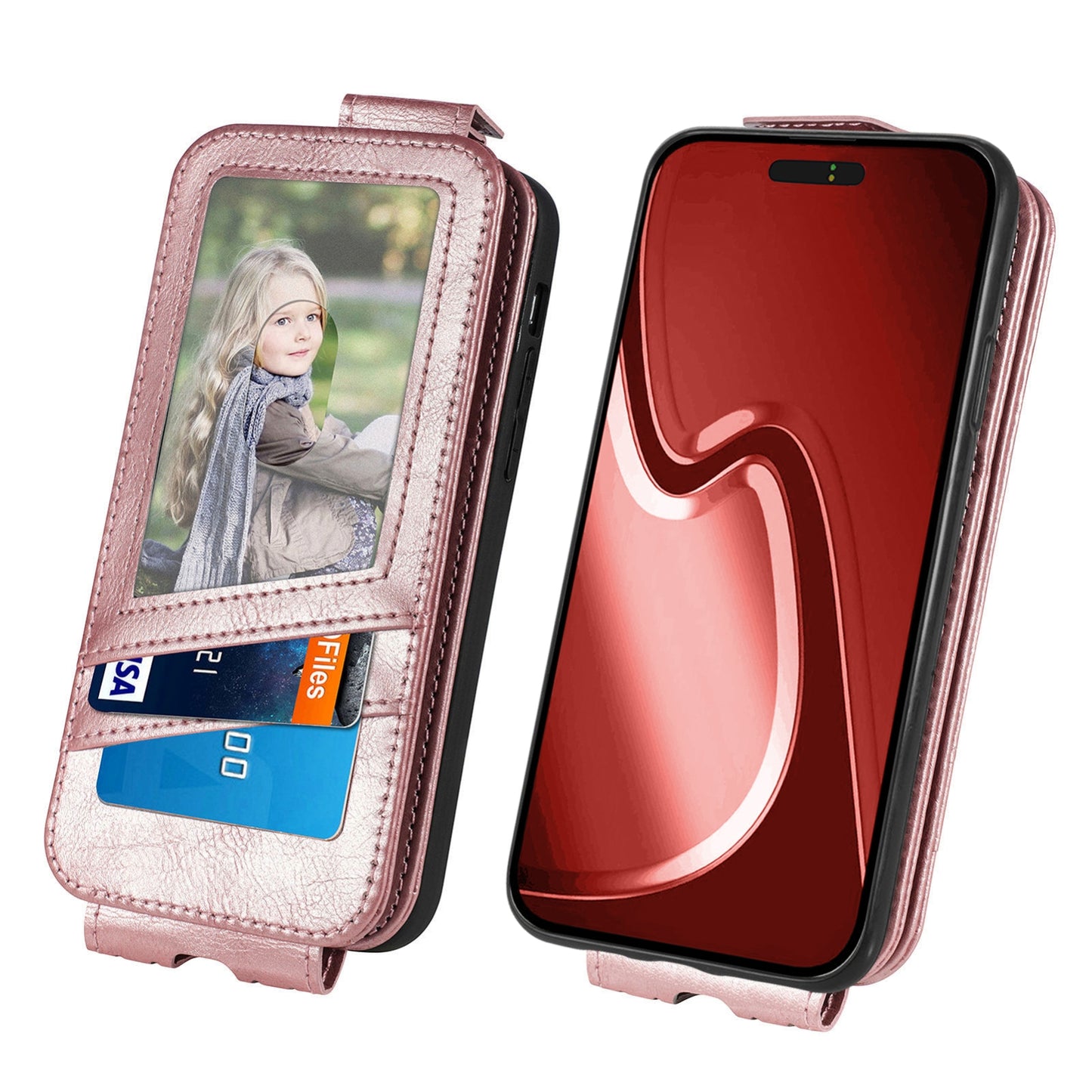 iPhone 16 Zipper Wallet Case - Vertical Flip Leather Phone Cover with Multiple Card Slots and Stand