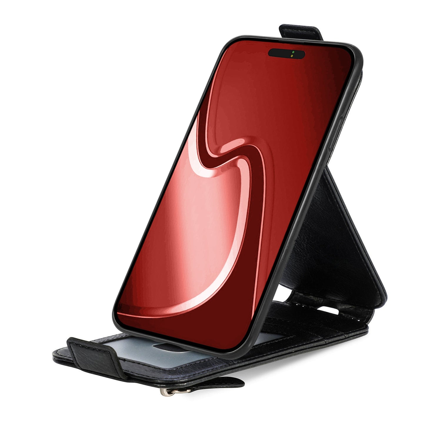 iPhone 16 Pro Zipper Wallet Case - Vertical Flip Leather Phone Cover with Multiple Card Slots and Stand