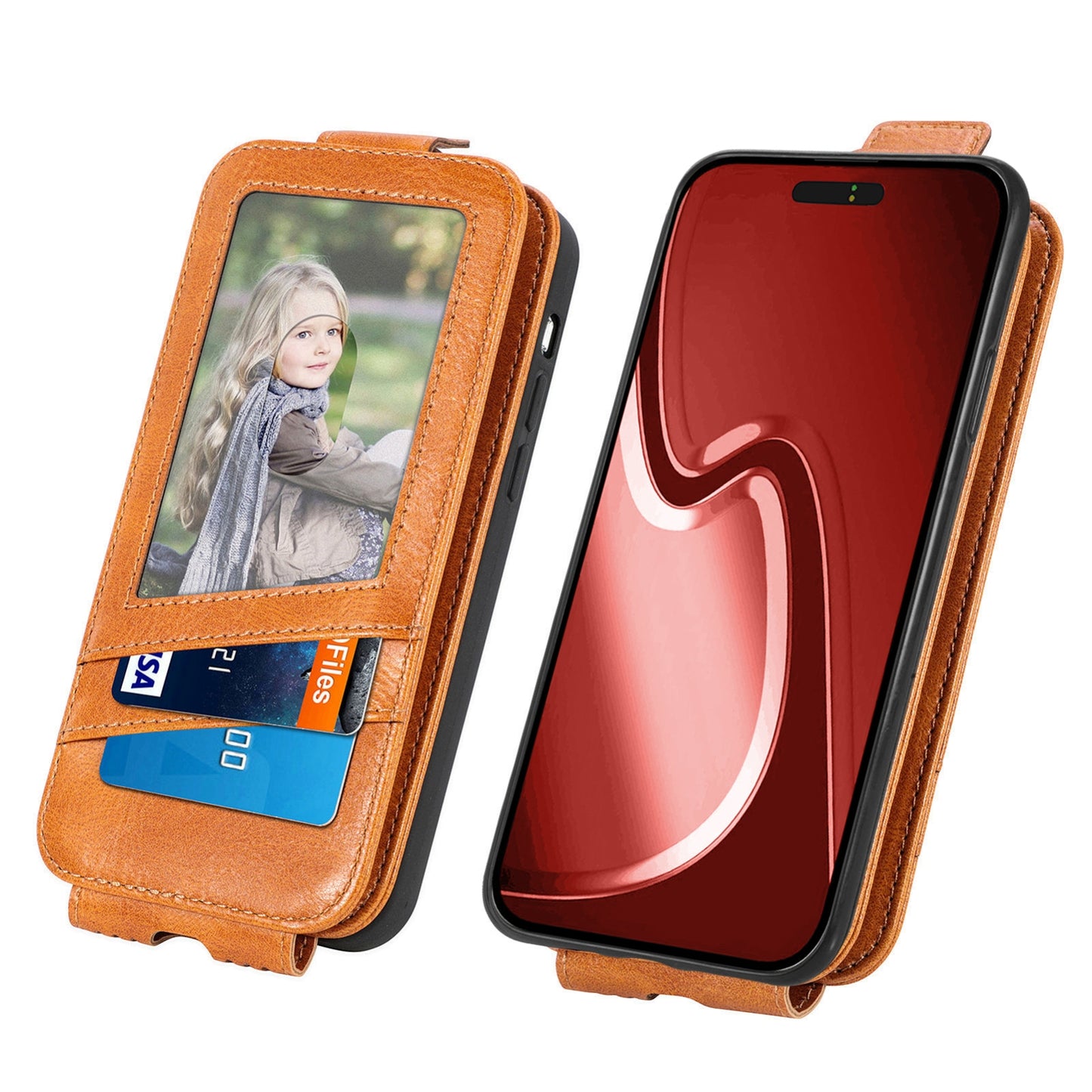 iPhone 16 Pro Zipper Wallet Case - Vertical Flip Leather Phone Cover with Multiple Card Slots and Stand