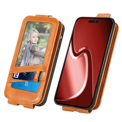 iPhone 16 Pro Max Zipper Wallet Case - Vertical Flip Leather Phone Cover with Multiple Card Slots and Stand