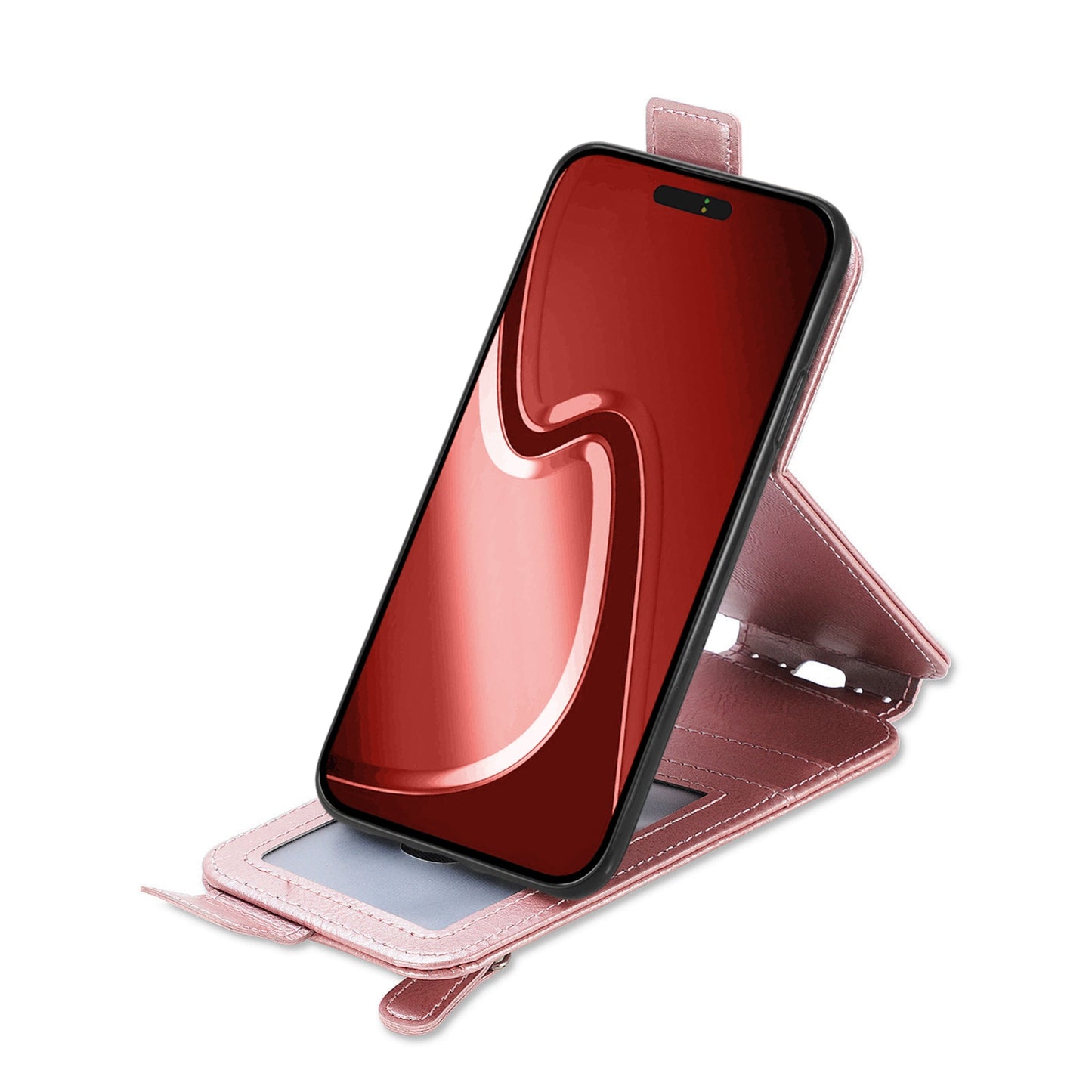 iPhone 16 Pro Max Zipper Wallet Case - Vertical Flip Leather Phone Cover with Multiple Card Slots and Stand