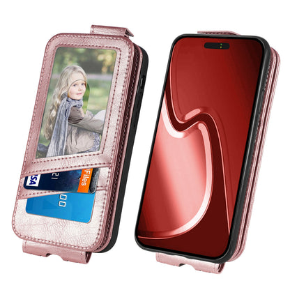 iPhone 16 Pro Max Zipper Wallet Case - Vertical Flip Leather Phone Cover with Multiple Card Slots and Stand