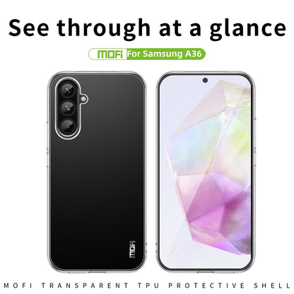 Samsung Galaxy A36 Clear TPU Case - Ultra-Thin, Shockproof, Anti-Yellowing Transparent Soft Protective Cover with Precise Cutouts, Scratch Resistance & Lightweight Design