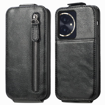 Honor 100 5G Zipper Wallet Case - Vertical Flip Leather Phone Cover with Multiple Card Slots and Stand