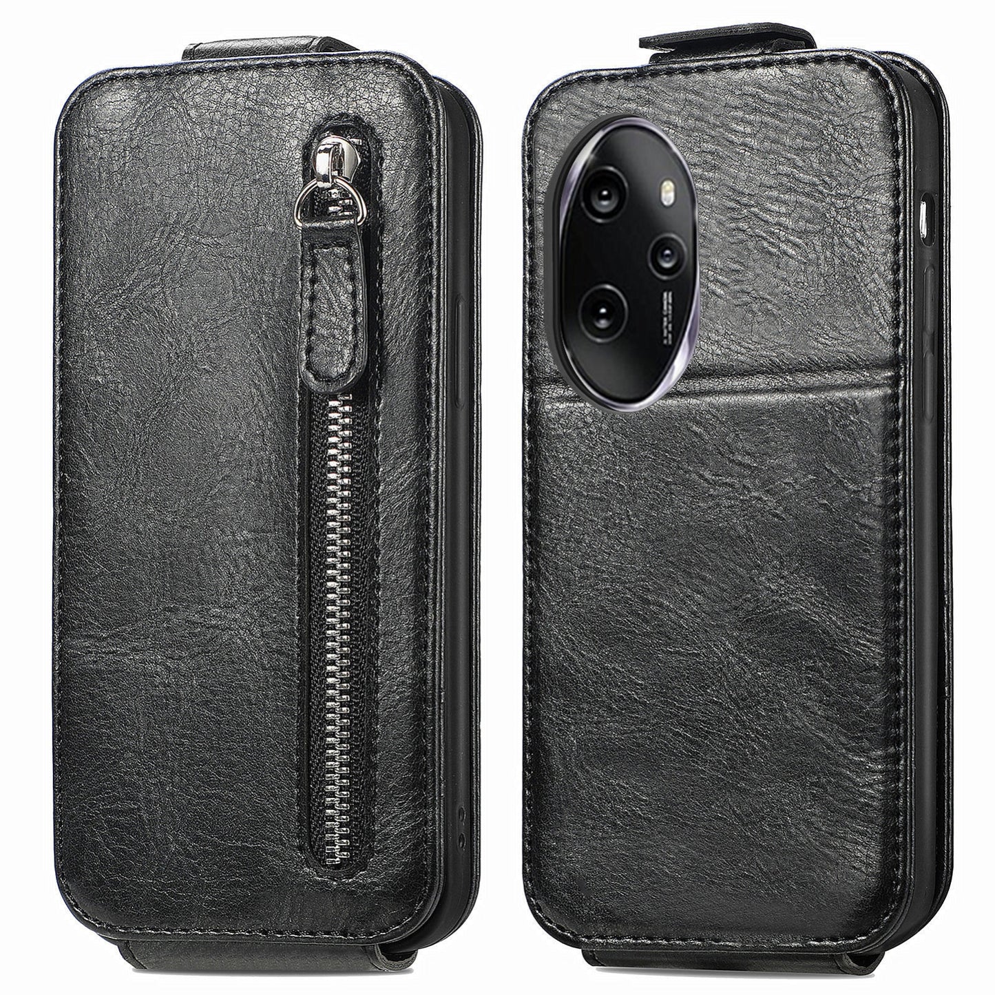 Honor 100 Pro Zipper Wallet Case - Vertical Flip Leather Phone Cover with Multiple Card Slots and Stand