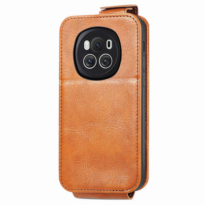 Honor Magic6 Zipper Wallet Case - Vertical Flip Leather Phone Cover with Multiple Card Slots and Stand