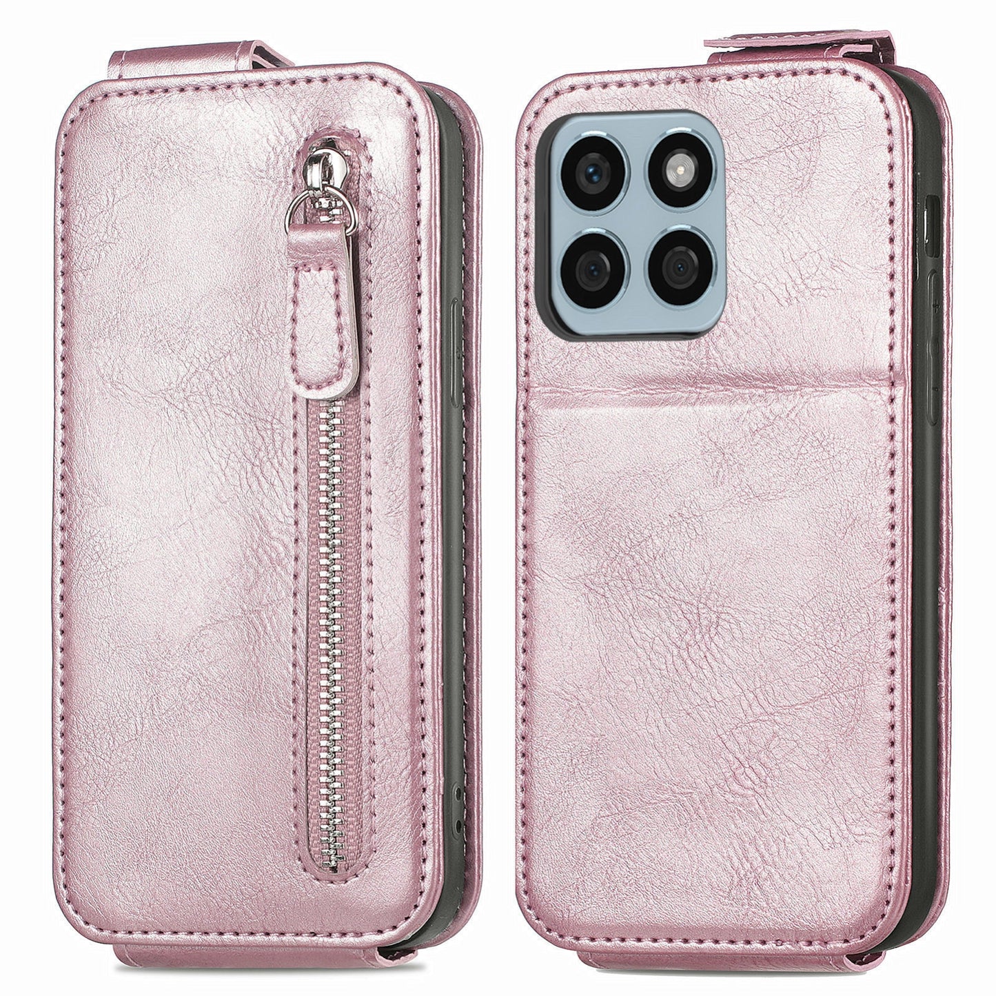 Honor X8b Zipper Wallet Case - Vertical Flip Leather Phone Cover with Multiple Card Slots and Stand