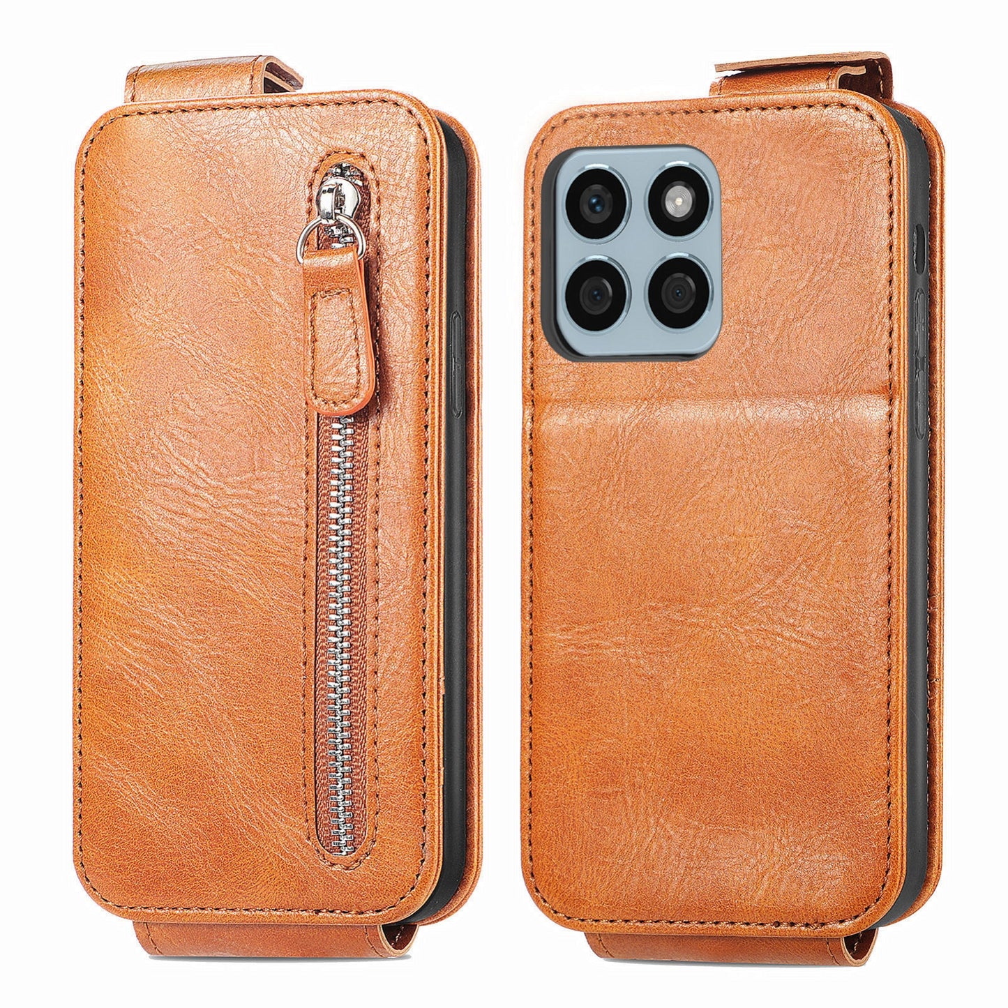 Honor X8b Zipper Wallet Case - Vertical Flip Leather Phone Cover with Multiple Card Slots and Stand