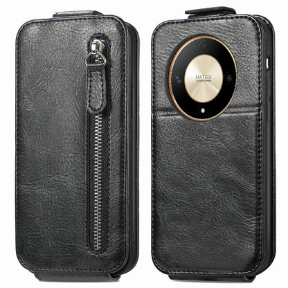 Honor X9b Zipper Wallet Case - Vertical Flip Leather Phone Cover with Multiple Card Slots and Stand