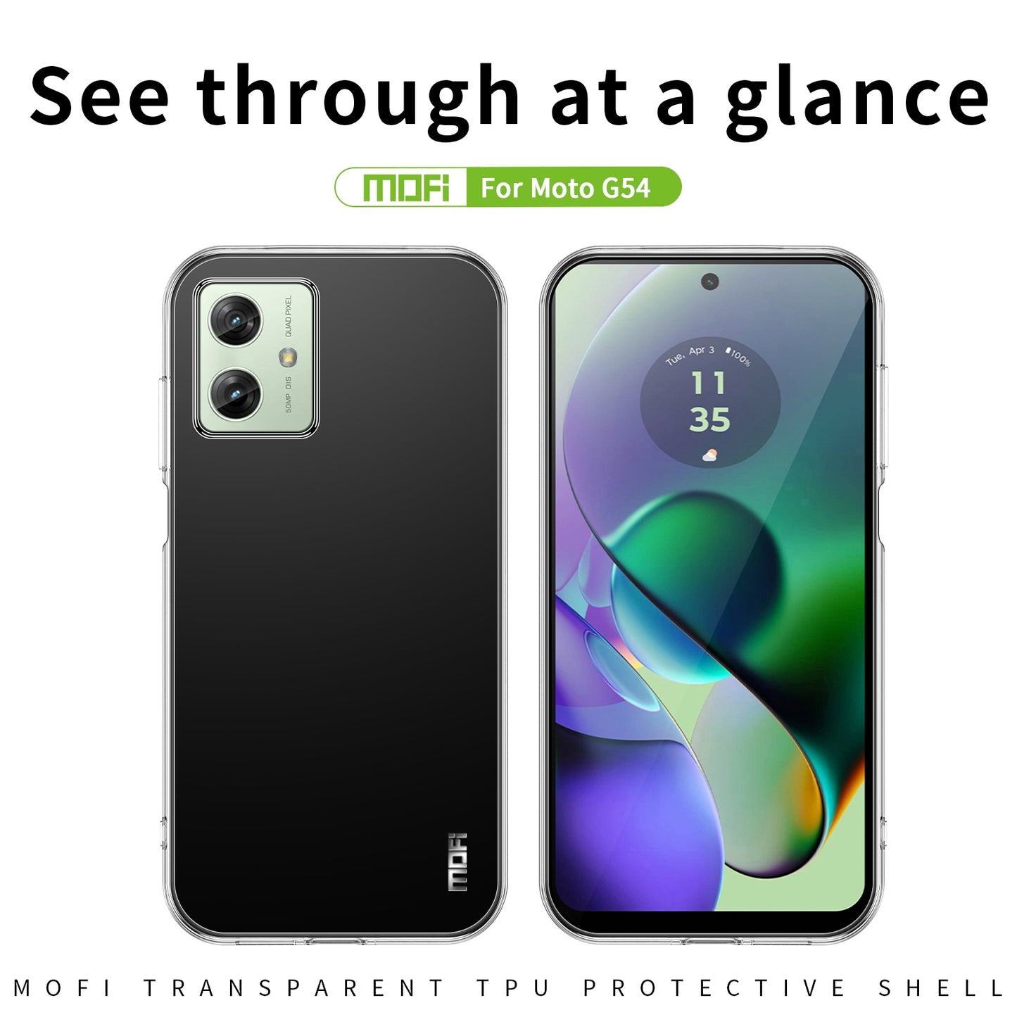 Motorola Moto G54 Clear TPU Case - Ultra-Thin, Shockproof, Anti-Yellowing Transparent Soft Protective Cover with Precise Cutouts, Scratch Resistance & Lightweight Design
