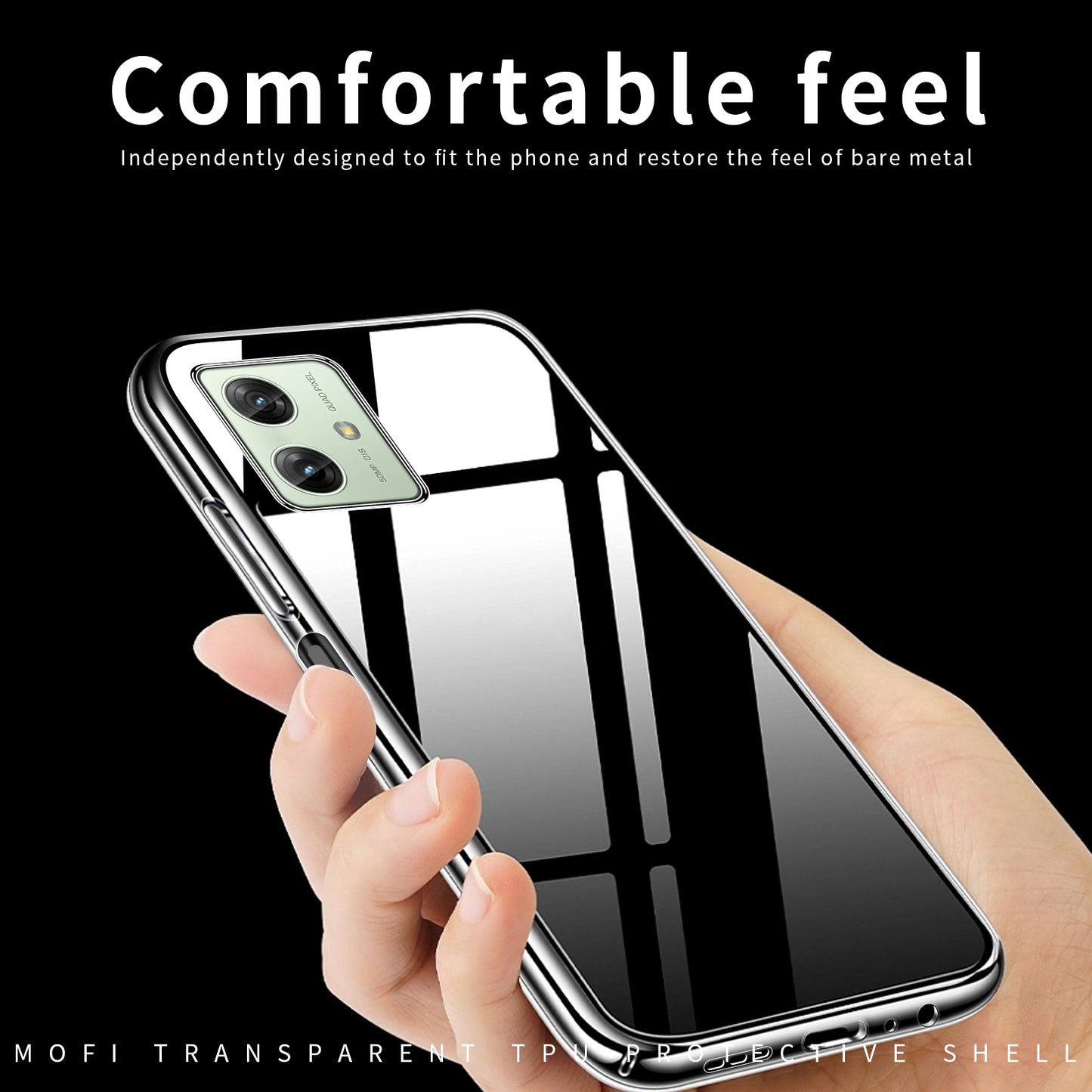 Motorola Moto G54 Clear TPU Case - Ultra-Thin, Shockproof, Anti-Yellowing Transparent Soft Protective Cover with Precise Cutouts, Scratch Resistance & Lightweight Design