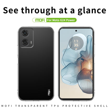 Motorola Moto G24 Power Clear TPU Case - Ultra-Thin, Shockproof, Anti-Yellowing Transparent Soft Protective Cover with Precise Cutouts, Scratch Resistance & Lightweight Design
