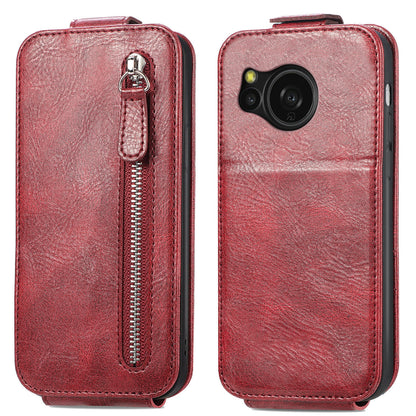 Sharp Aquos Sense8 Zipper Wallet Case - Vertical Flip Leather Phone Cover with Multiple Card Slots and Stand