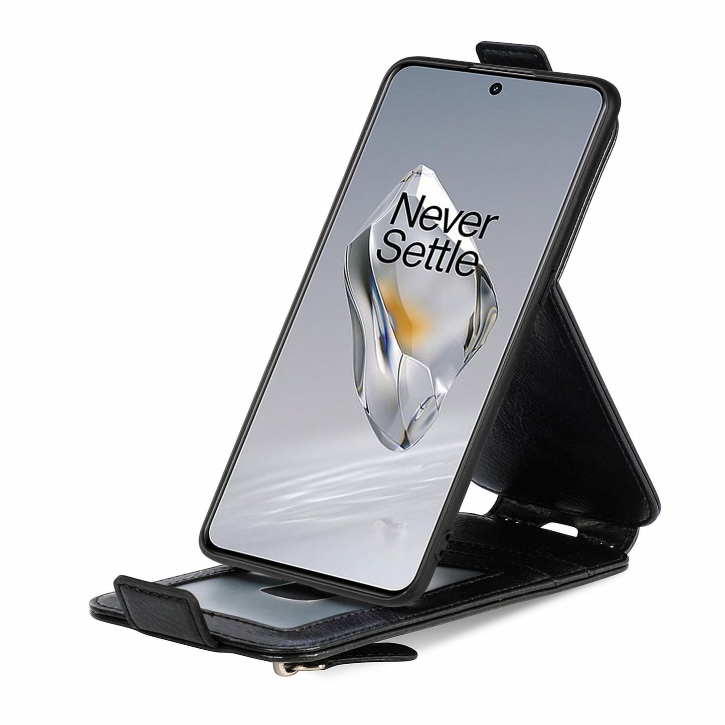 OnePlus 12 Zipper Wallet Case - Vertical Flip Leather Phone Cover with Multiple Card Slots and Stand