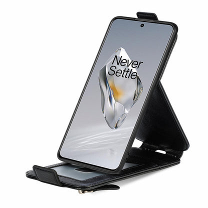 OnePlus 12 Zipper Wallet Case - Vertical Flip Leather Phone Cover with Multiple Card Slots and Stand