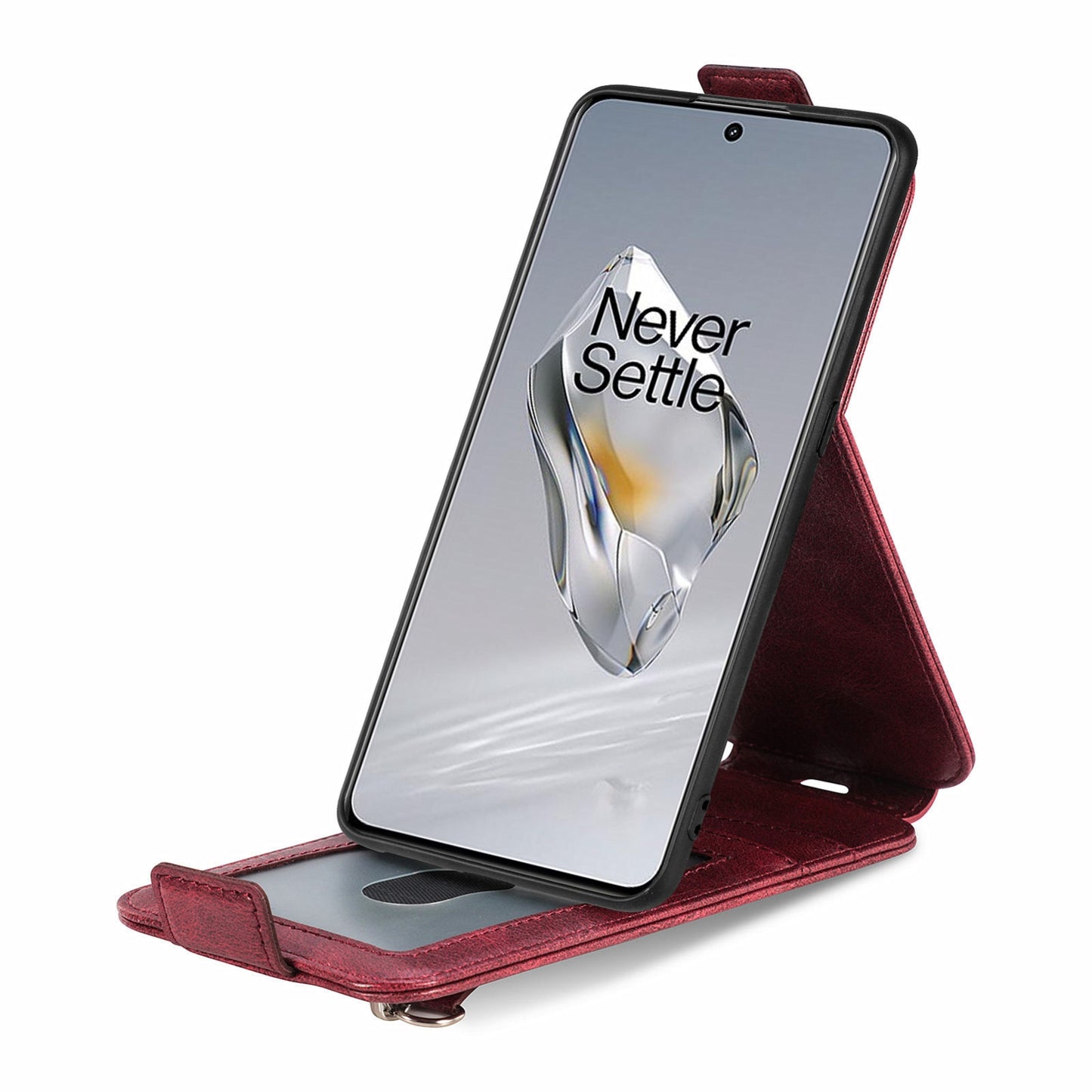 OnePlus 12 Zipper Wallet Case - Vertical Flip Leather Phone Cover with Multiple Card Slots and Stand