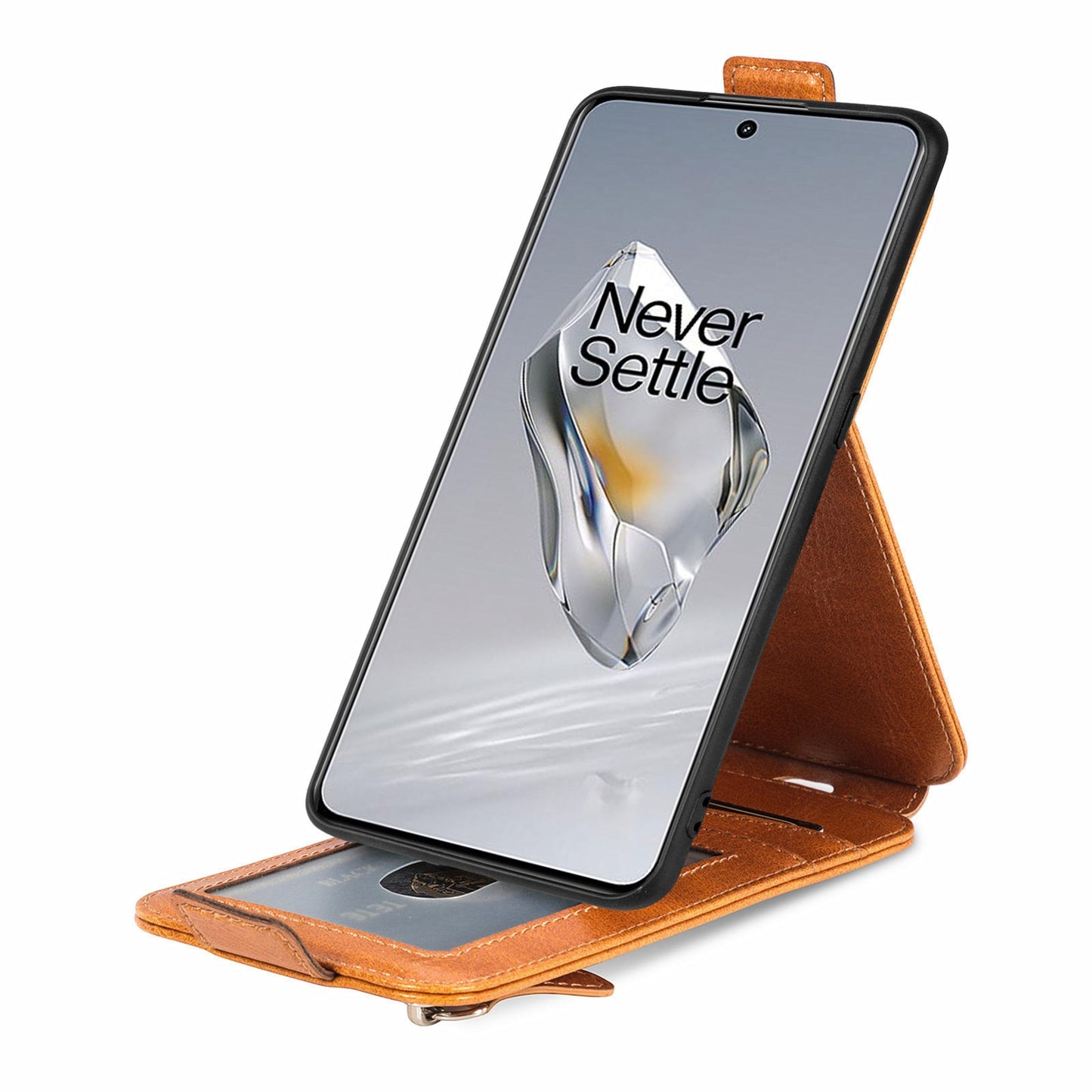 OnePlus 12 Zipper Wallet Case - Vertical Flip Leather Phone Cover with Multiple Card Slots and Stand