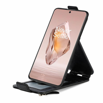 OnePlus 12R Zipper Wallet Case - Vertical Flip Leather Phone Cover with Multiple Card Slots and Stand