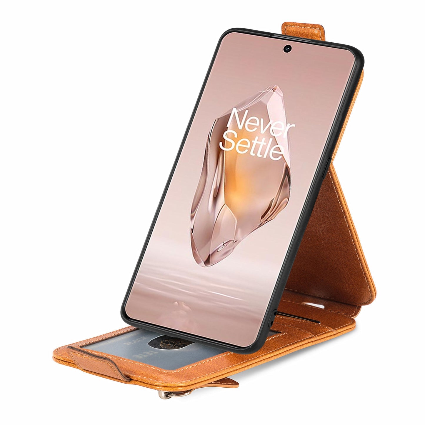 OnePlus 12R Zipper Wallet Case - Vertical Flip Leather Phone Cover with Multiple Card Slots and Stand