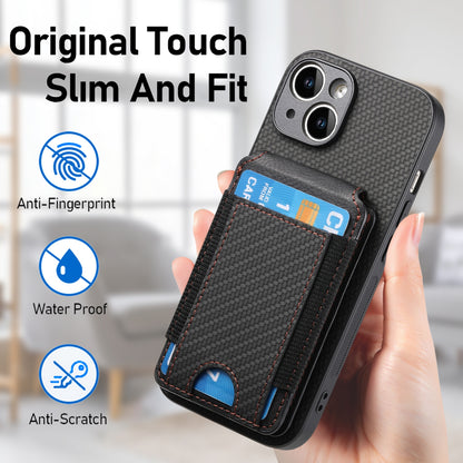 iPhone 14 Pro Max Vertical Flip Wallet Stand Phone Case with Carbon Fibre Pattern