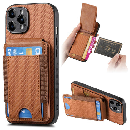 iPhone 13 Pro Vertical Flip Wallet Stand Phone Case with Carbon Fibre Pattern