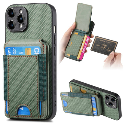 iPhone 12 Pro Max Vertical Flip Wallet Stand Phone Case with Carbon Fibre Pattern