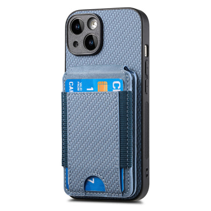iPhone 11 Vertical Flip Wallet Stand Phone Case with Carbon Fibre Pattern