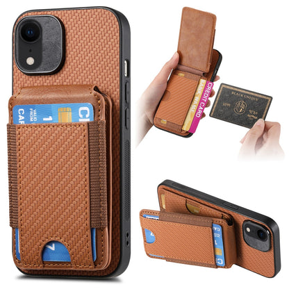 iPhone XR Vertical Flip Wallet Stand Phone Case with Carbon Fibre Pattern
