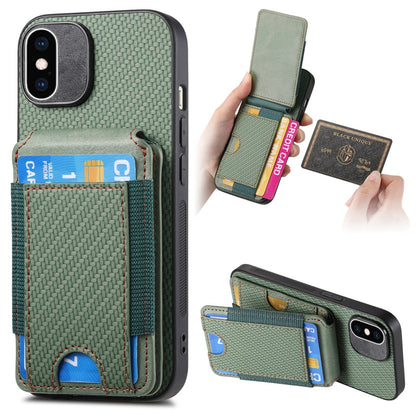 iPhone XS Max Vertical Flip Wallet Stand Phone Case with Carbon Fibre Pattern