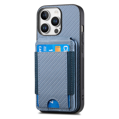 iPhone 16 Pro Vertical Flip Wallet Stand Phone Case with Carbon Fibre Pattern