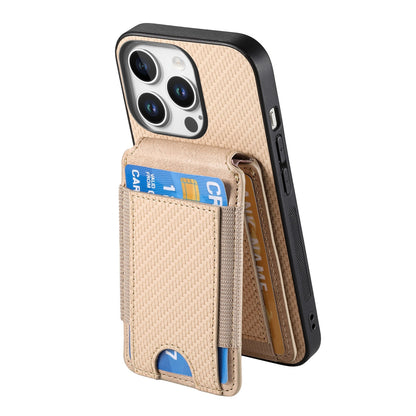 iPhone 16 Pro Max Vertical Flip Wallet Stand Phone Case with Carbon Fibre Pattern