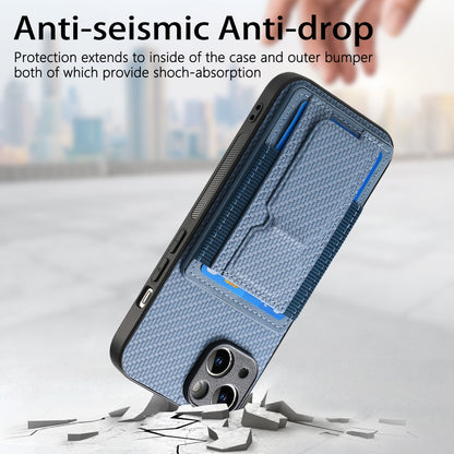 iPhone 11 Pro Max Carbon Fiber Fold Stand Elastic Card Bag Phone Case with Multi-Functional Wallet