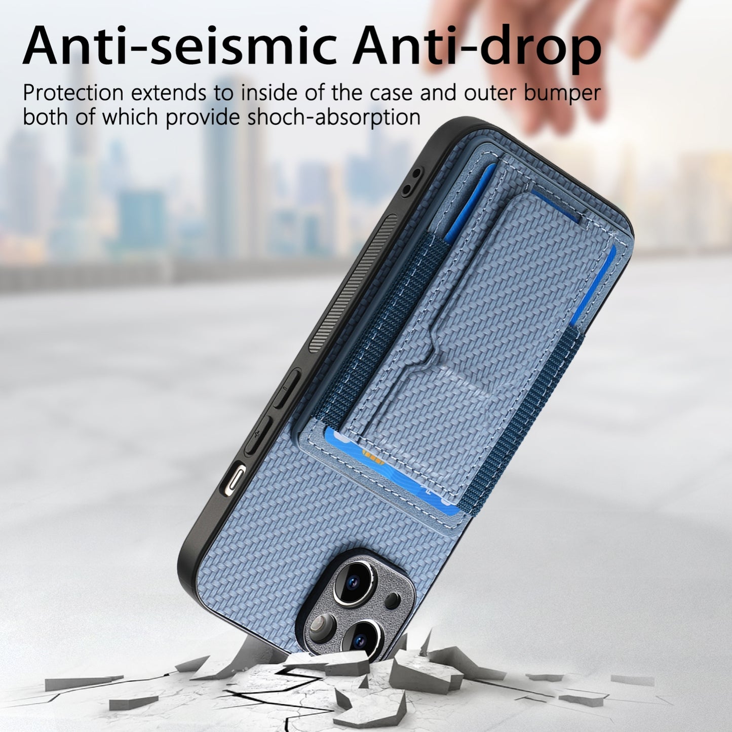 iPhone X / XS Carbon Fiber Fold Stand Elastic Card Bag Phone Case with Multi-Functional Wallet