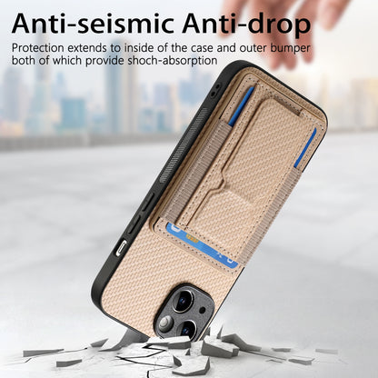 iPhone X / XS Carbon Fiber Fold Stand Elastic Card Bag Phone Case with Multi-Functional Wallet