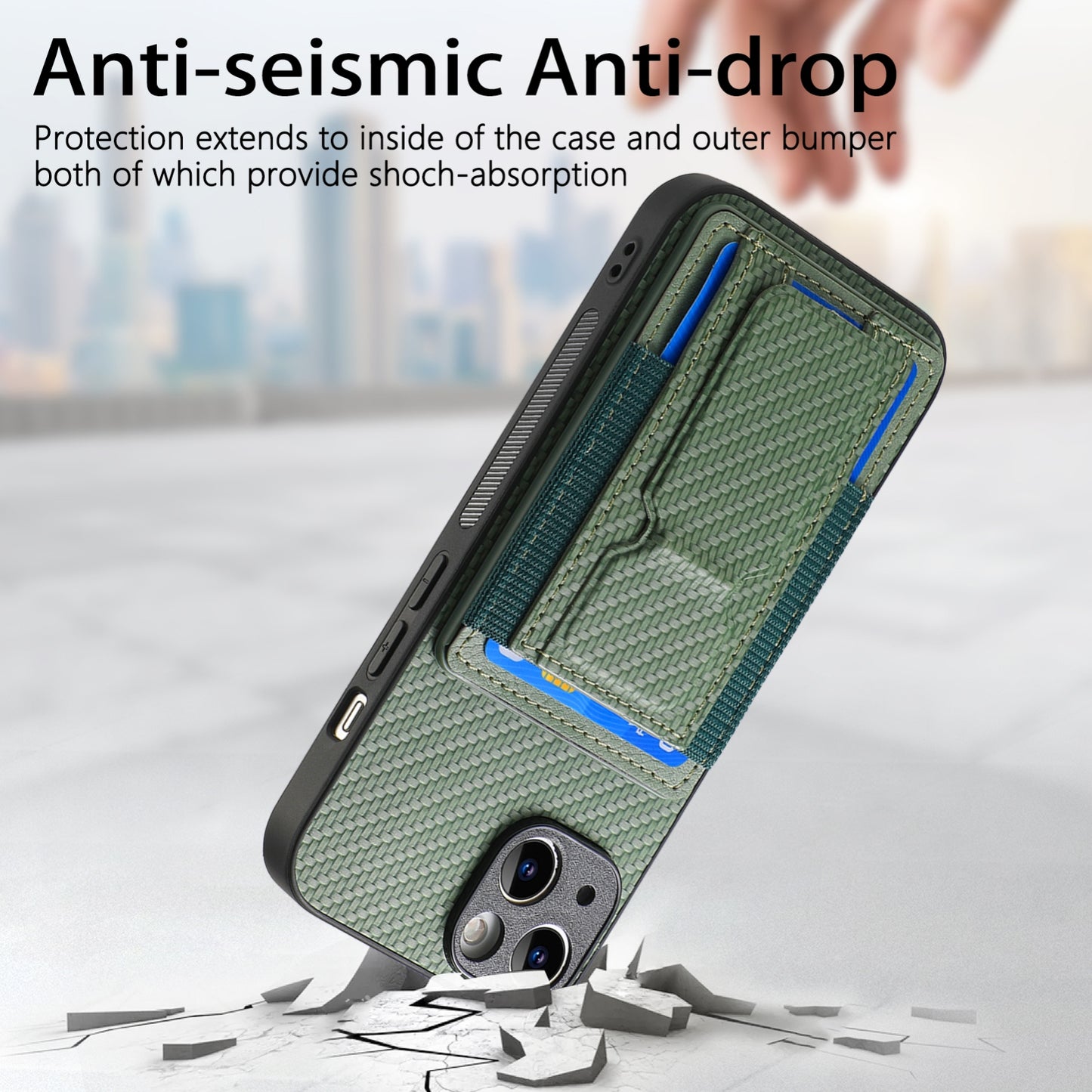 iPhone X / XS Carbon Fiber Fold Stand Elastic Card Bag Phone Case with Multi-Functional Wallet