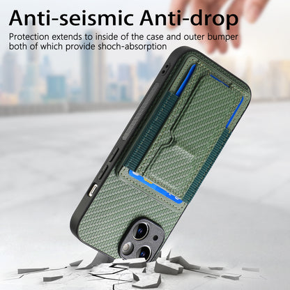 iPhone 6 / 6s Carbon Fiber Fold Stand Elastic Card Bag Phone Case with Multi-Functional Wallet