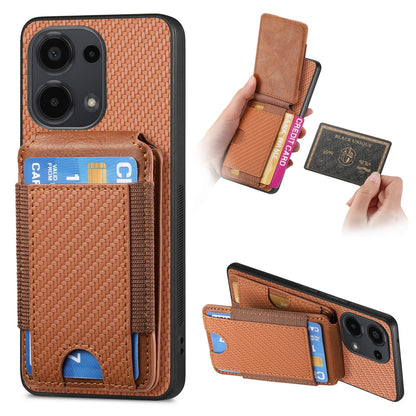 Xiaomi Redmi Note 13 Pro 4G Vertical Flip Wallet Stand Phone Case with Carbon Fibre Pattern