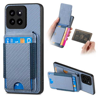 Xiaomi 14 Vertical Flip Wallet Stand Phone Case with Carbon Fibre Pattern