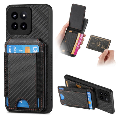 Xiaomi 14 Vertical Flip Wallet Stand Phone Case with Carbon Fibre Pattern