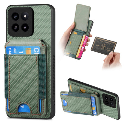 Xiaomi 14 Vertical Flip Wallet Stand Phone Case with Carbon Fibre Pattern