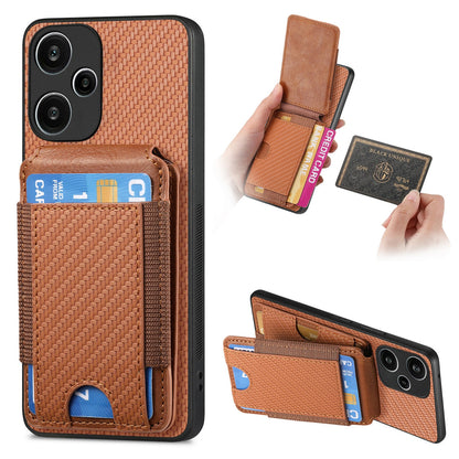 Xiaomi Redmi Note 13 Pro+ Vertical Flip Wallet Stand Phone Case with Carbon Fibre Pattern