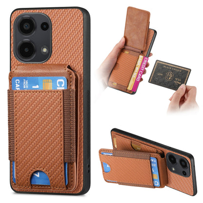 Xiaomi Redmi Note 13 Pro 5G Vertical Flip Wallet Stand Phone Case with Carbon Fibre Pattern