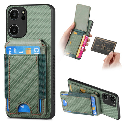 Xiaomi 13T Vertical Flip Wallet Stand Phone Case with Carbon Fibre Pattern