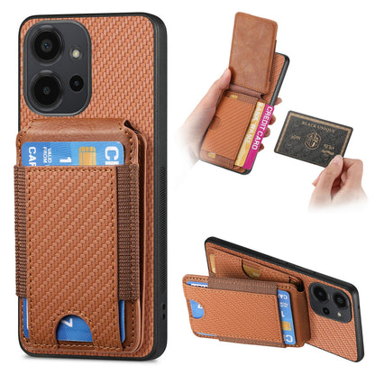 Xiaomi Redmi Note 12 4G Vertical Flip Wallet Stand Phone Case with Carbon Fibre Pattern