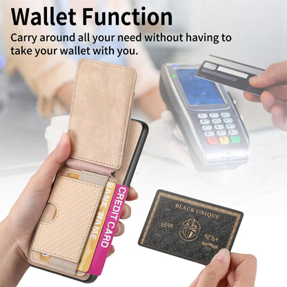 Xiaomi Poco X5 Vertical Flip Wallet Stand Phone Case with Carbon Fibre Pattern