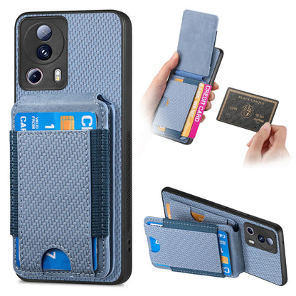 Xiaomi 13 Lite Vertical Flip Wallet Stand Phone Case with Carbon Fibre Pattern