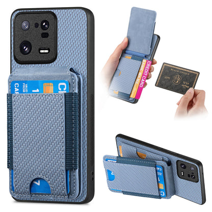 Xiaomi 13 Pro 5G Vertical Flip Wallet Stand Phone Case with Carbon Fibre Pattern