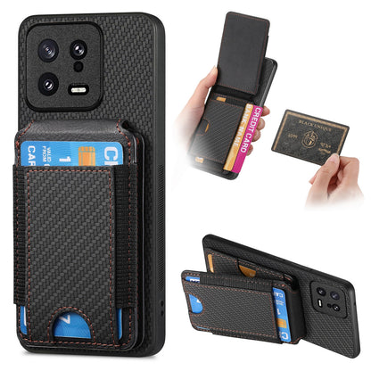 Xiaomi 13 Vertical Flip Wallet Stand Phone Case with Carbon Fibre Pattern